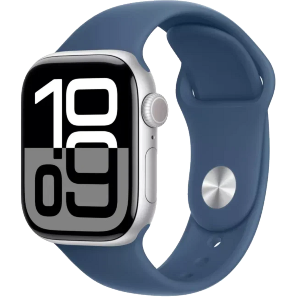 Apple Watch Series 10 Silver Aluminum Case with Sport Band - Denim