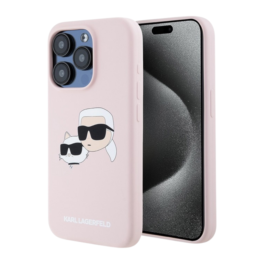 Чехол для iPhone Karl Lagerfeld Liquid Silicone NFT Karl & Choupette Head Hard Pink (MagSafe)