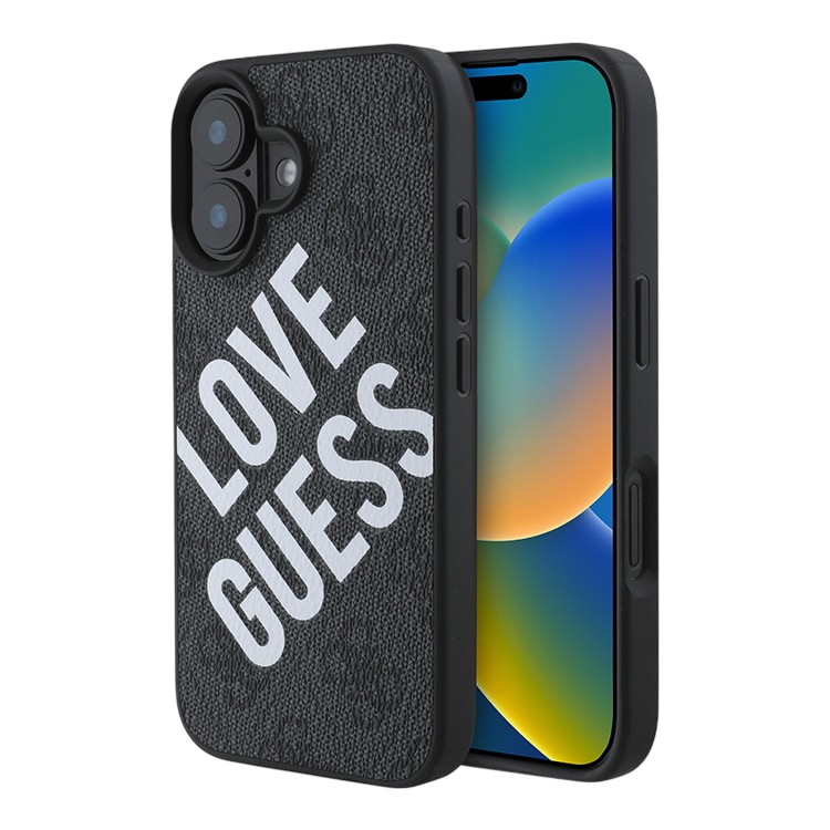Чехол для iPhone Guess PU Love Guess logo Hard Black (MagSafe)