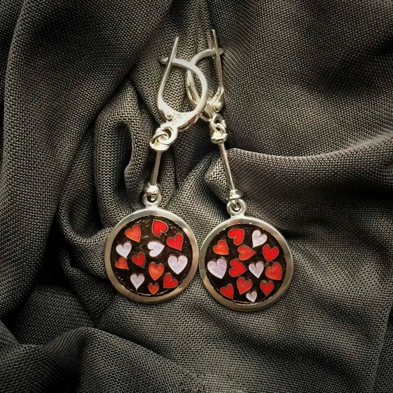 СЕРЬГИ "РОЗОВЫЕ СЕРДЦА"