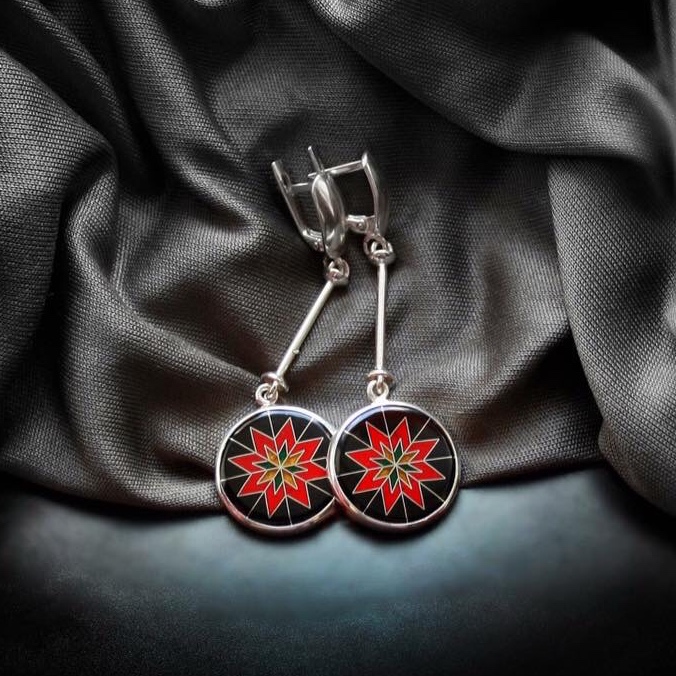 СЕРЬГИ "КРАСНЫЕ УЗОРЫ"