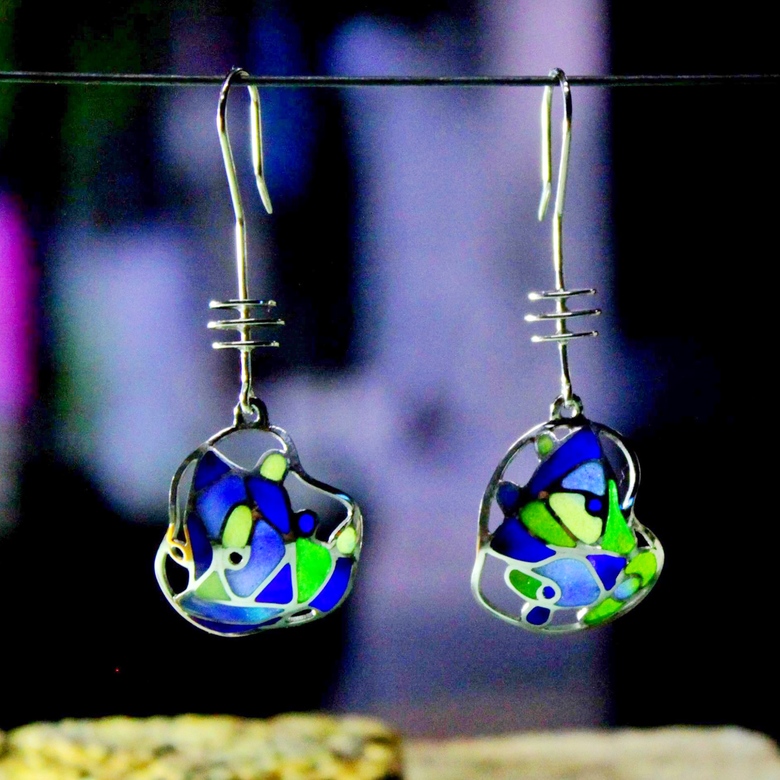 СЕРЬГИ "ГОЛУБОЙ ВИТРАЖ"