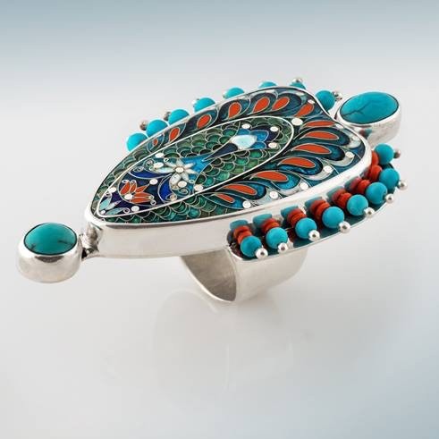 КОЛЬЦО "ИЗУМРУДНЫЙ ПАВЛИН"