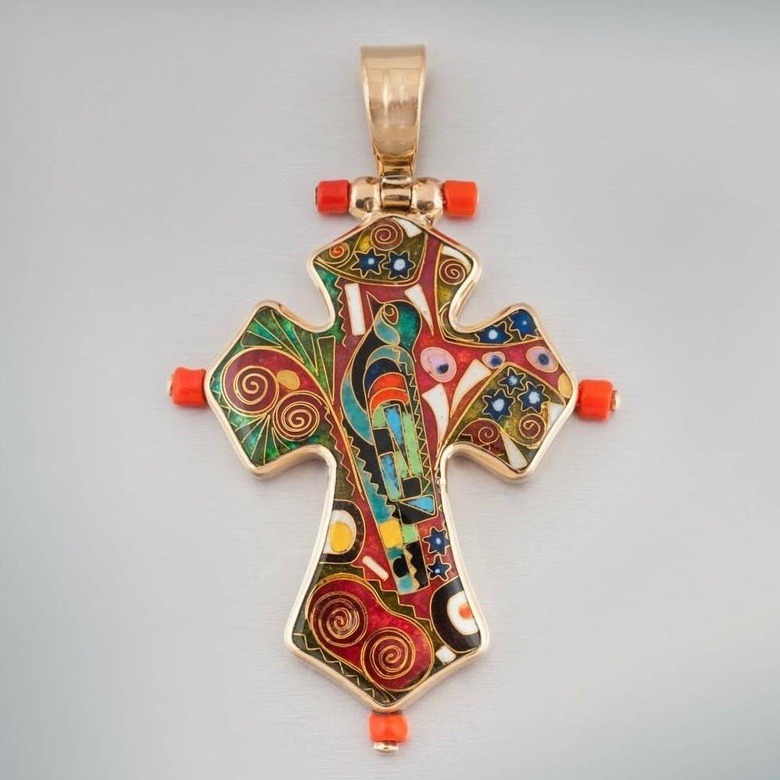 КРЕСТИК "ПТИЦА КОРАЛЛ"
