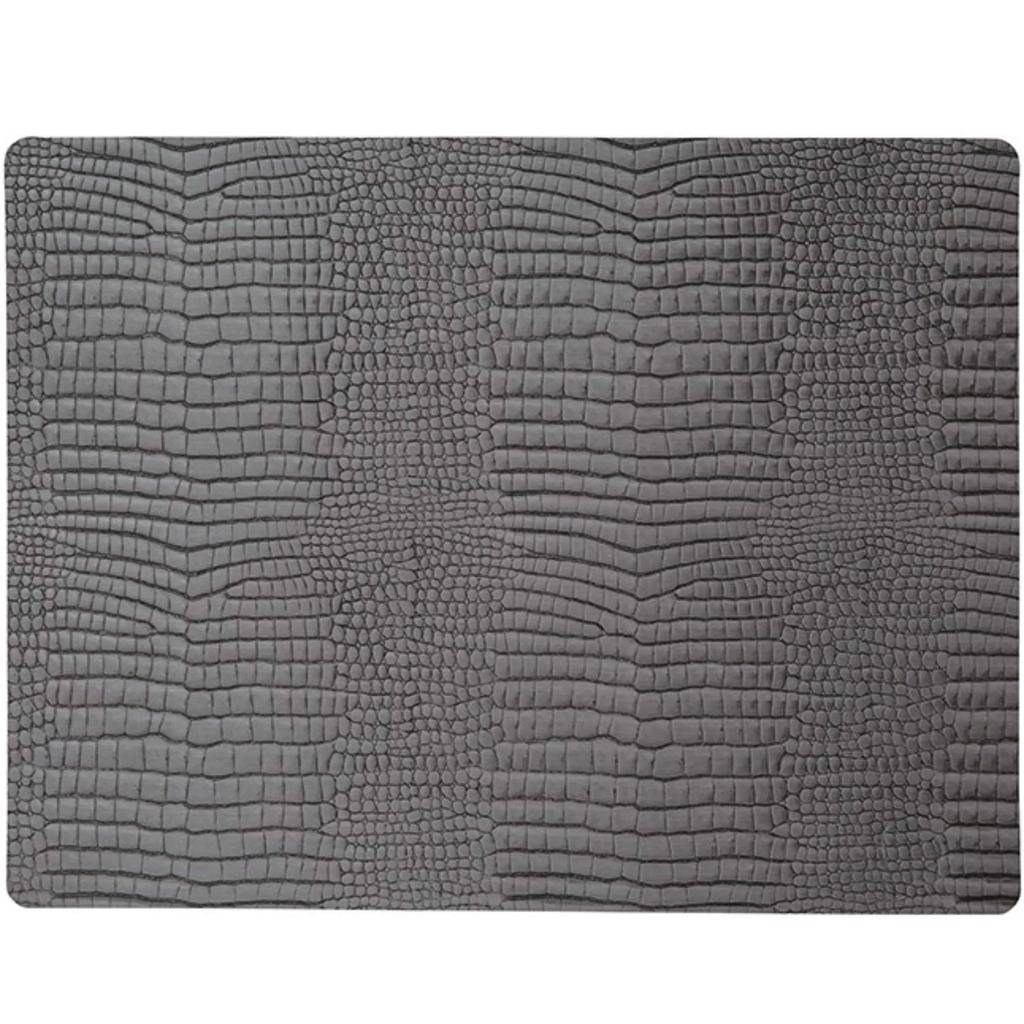 Сервировочная салфетка прямоугольная из кожи 35*45 см (серебряная) LINDDNA, Croco