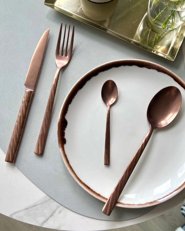 Набор столовых приборов 4 предмета, серия Vega Retro Copper, NARIN (Турция)