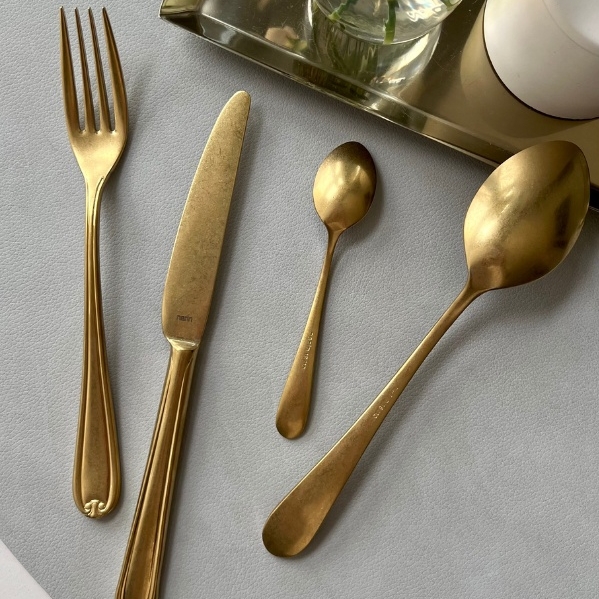 Набор столовых приборов 4 предмета, серия Anatolia Retro Gold PVD, NARIN (Турция)