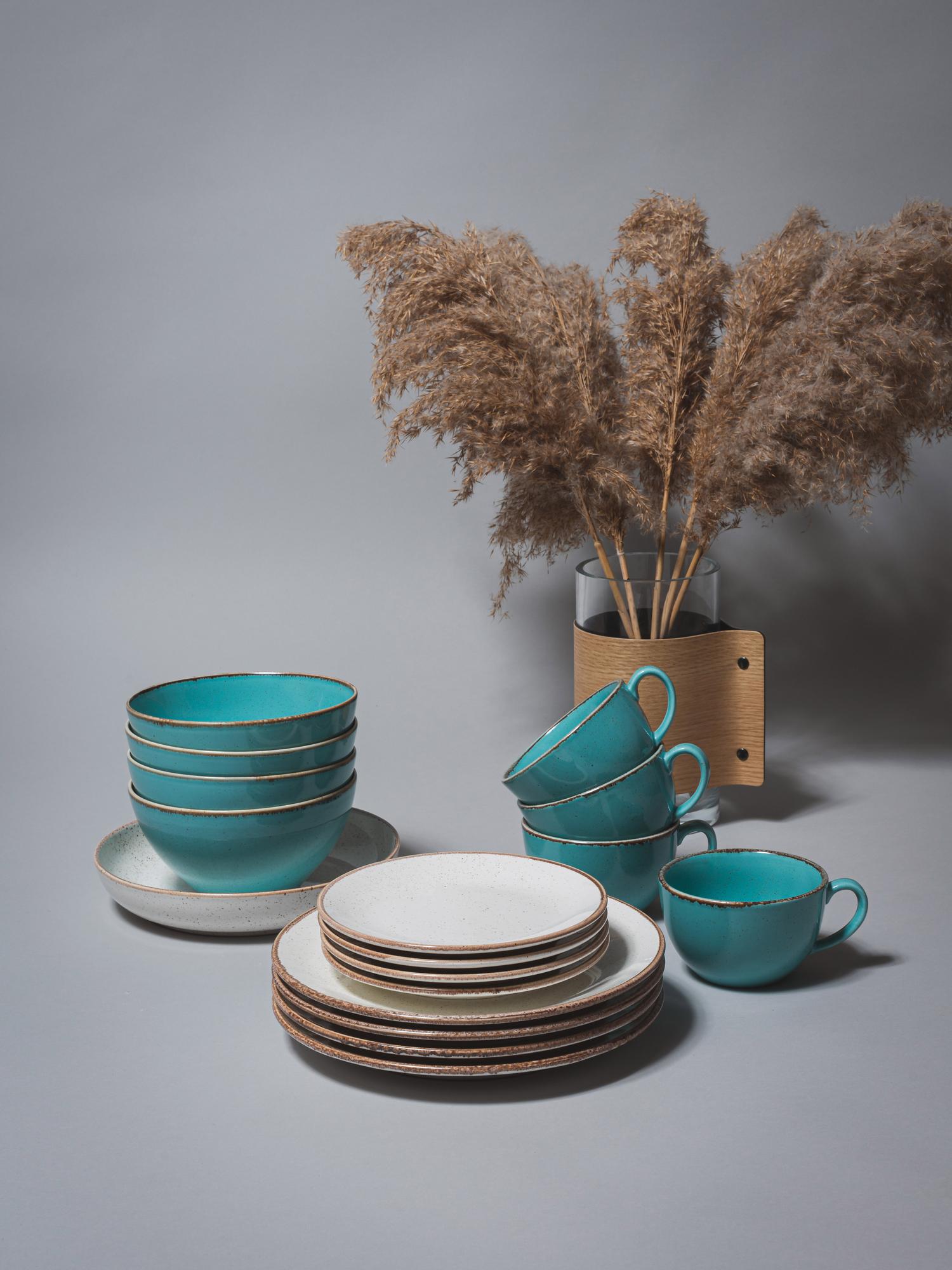 Набор на 4 персоны / 17 предметов Seasons (бежевый / бирюзовый)