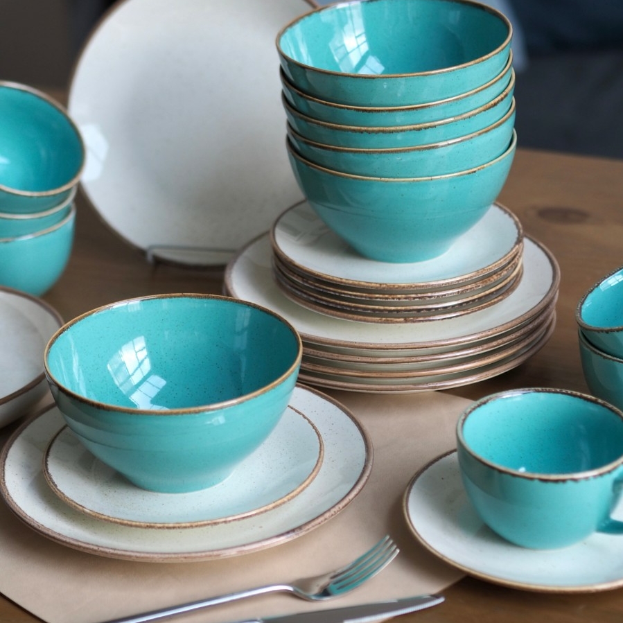 Набор на 6 персон / 25 предметов Seasons (бежевый / бирюзовый)
