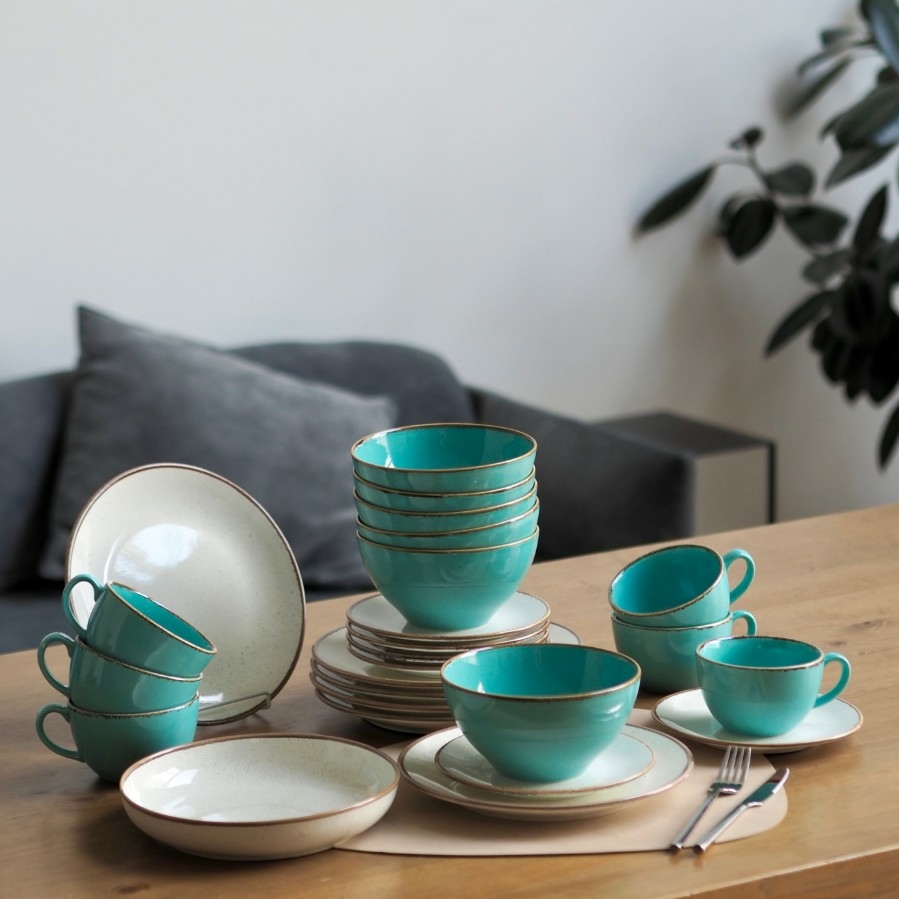 Набор на 6 персон / 25 предметов Seasons (бежевый / бирюзовый)