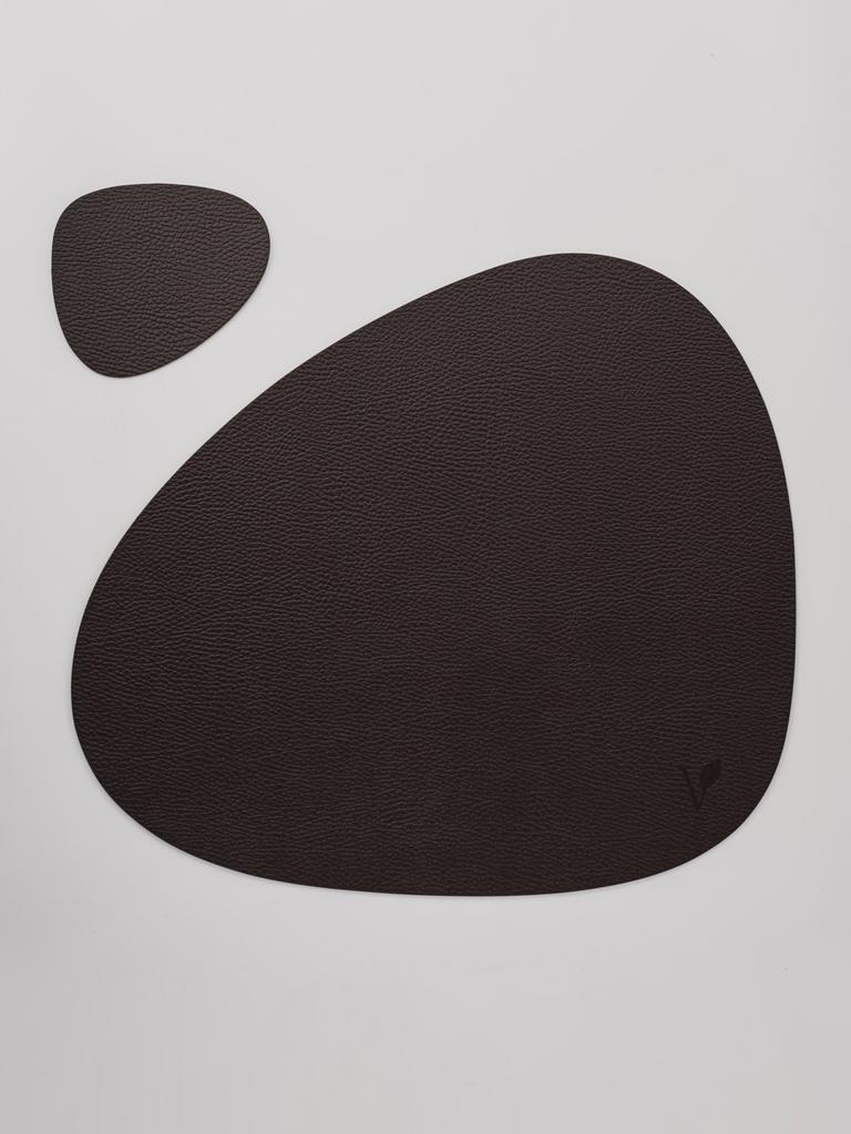 Комплект салфетка фигурная и подстаканник из кожи 37*44 см (темно-коричневый) VERO