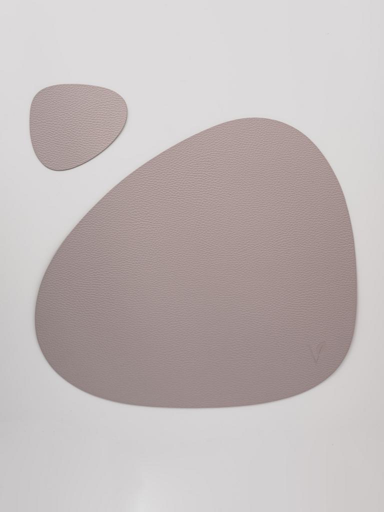 Комплект салфетка фигурная и подстаканник из кожи 37*44 см (серый) VERO