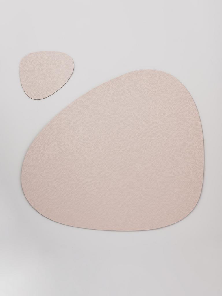 Комплект салфетка фигурная и подстаканник из кожи 37*44 см (кремовый) VERO