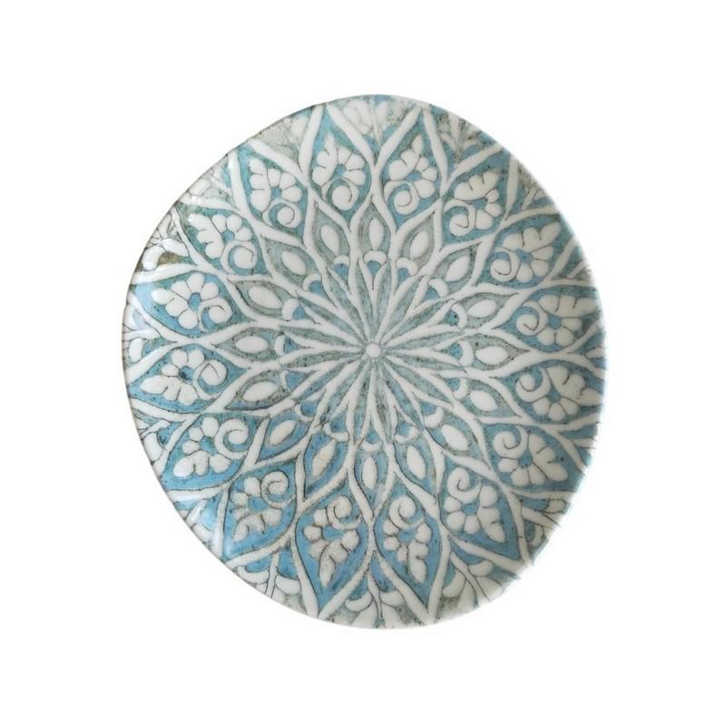 Тарелка плоская  асимметричная 27 см, Granada Turquoise, ID FINE
