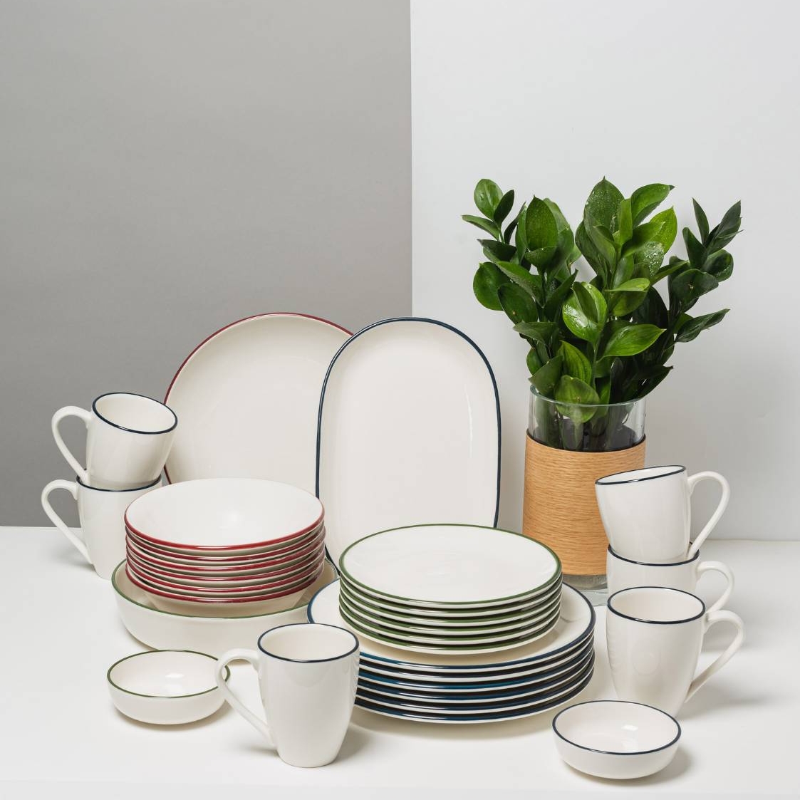 Сервиз ID FINE, серия Modest на 6 персон/29 предметов, Турция (микс трех цветов)