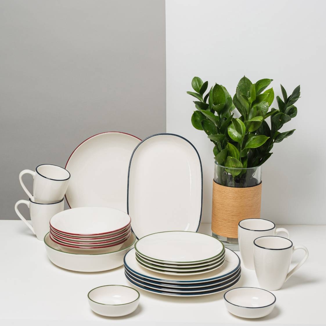 Сервиз ID FINE, серия Modest на 4 персоны/21 предмет, Турция (микс трех цветов)