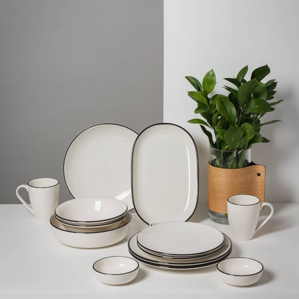 Сервиз ID FINE, серия Modest на 2 персоны/13 предметов, Турция (черная кайма)