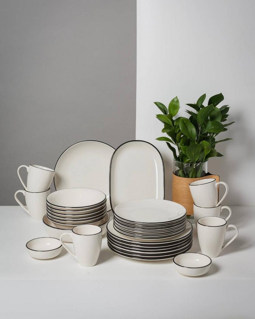 Сервиз ID FINE, серия Modest на 6 персон/29 предметов, Турция (черная кайма)