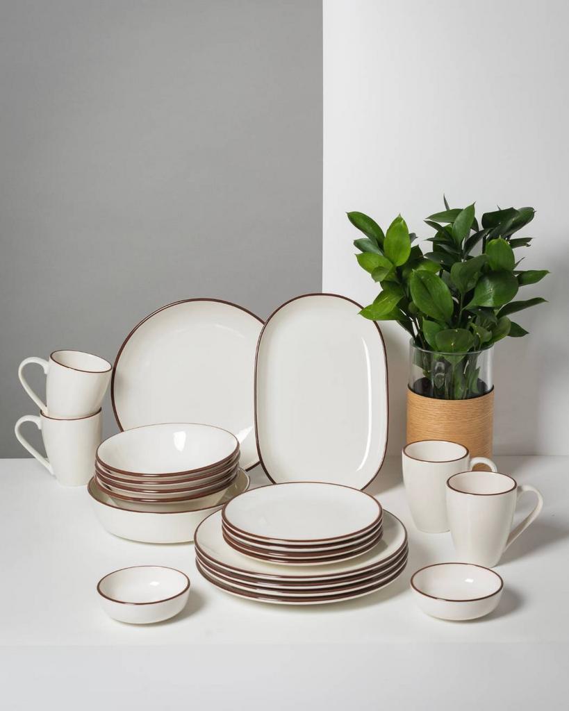 Сервиз ID FINE, серия Modest на 4 персоны/21 предмет, Турция (коричневая кайма)