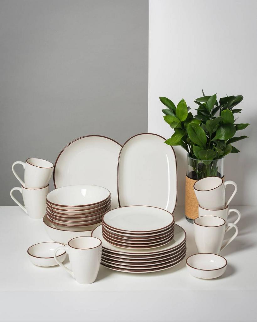 Сервиз ID FINE, серия Modest на 6 персоны/29 предметов, Турция (коричневая кайма)