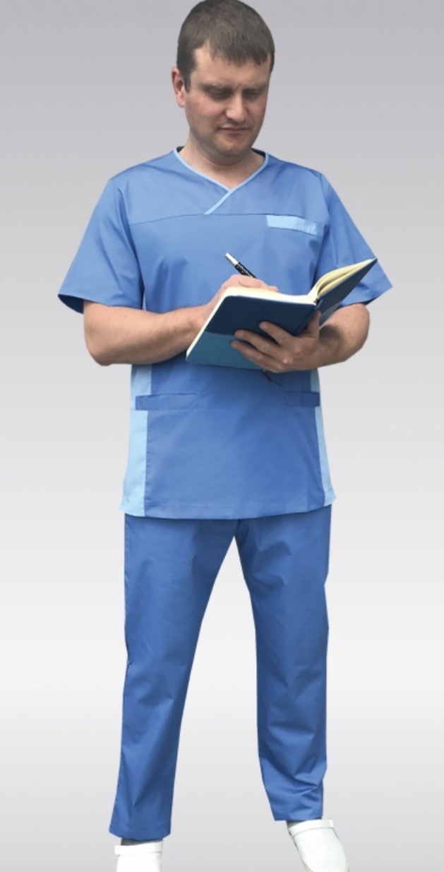 Костюм медицинский мужской "Максим", голубой, РАСПРОДАЖА ОСТАТКОВ