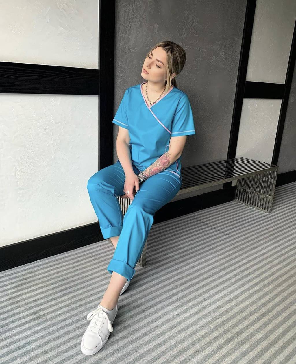 Костюм медицинский женский "Микс", морские глубины, РАСПРОДАЖА ОСТАТКОВ