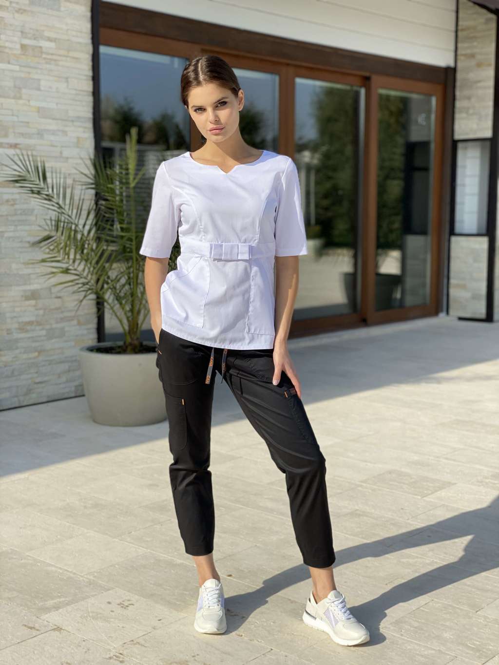 Капри Акварель, черные, стрейч