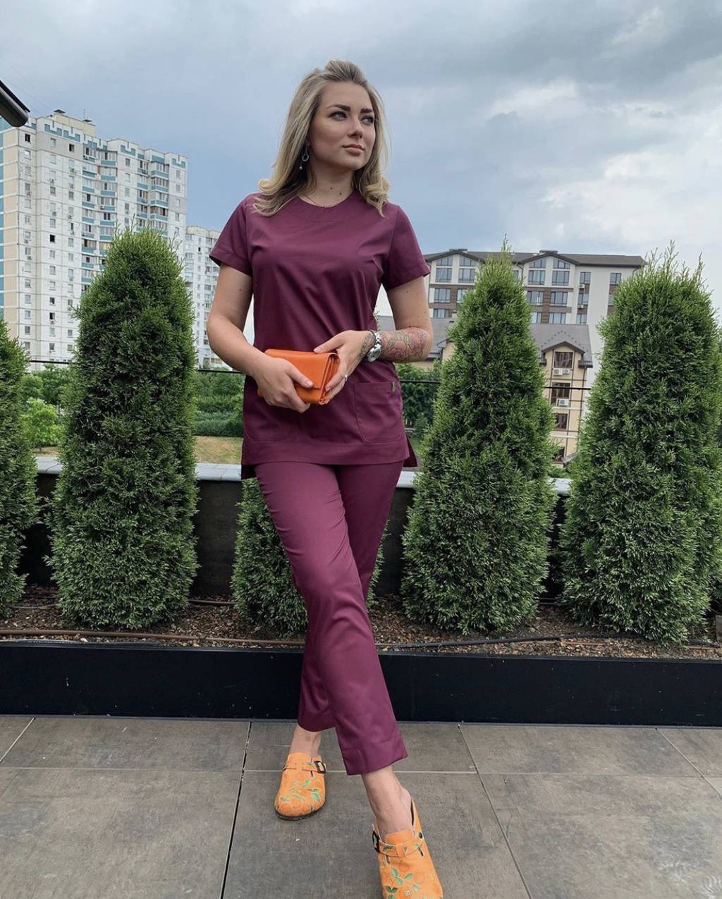 Костюм медицинский женский "Констанция", св. баклажан