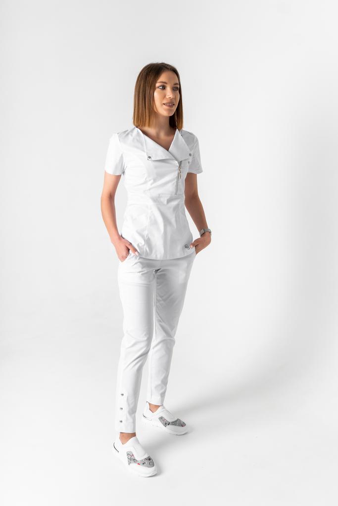 Костюм медицинский женский "Джекки", stretch белый