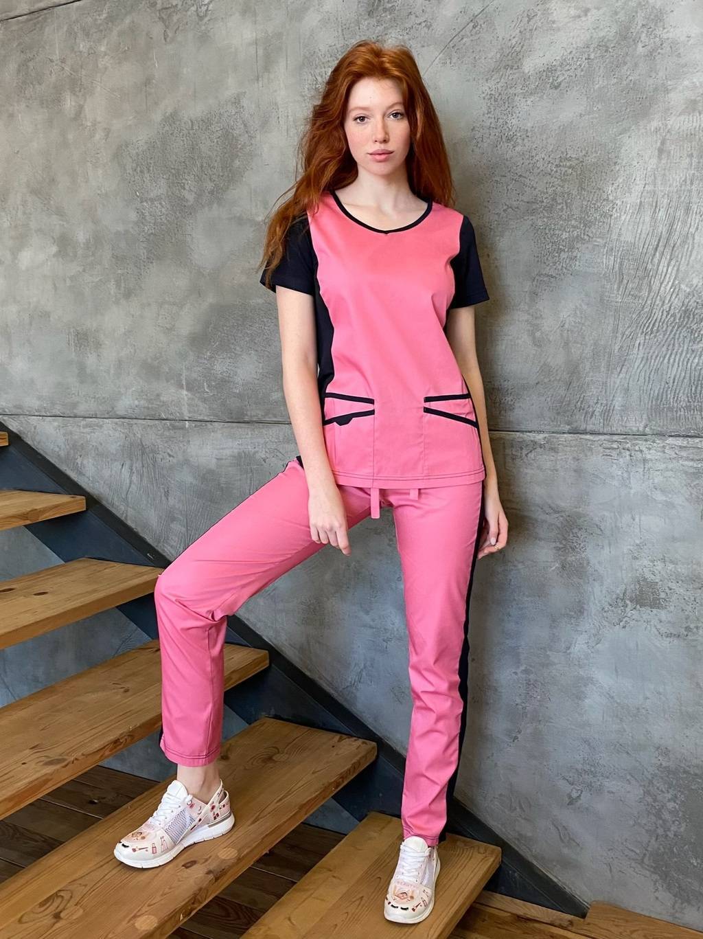Костюм медицинский женский "Альбина", фрез, вставки трикотаж, РАСПРОДАЖА ОСТАТКОВ