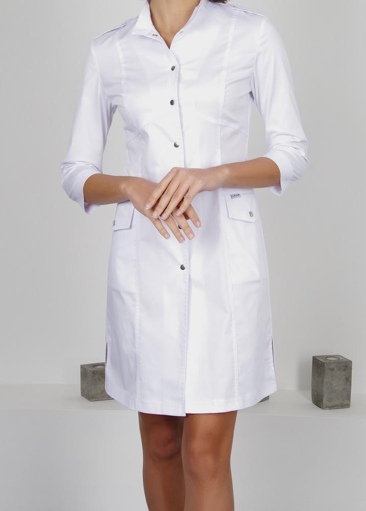 Халат медицинский женский "Ясмин", стрейч, белый, рукав 3/4