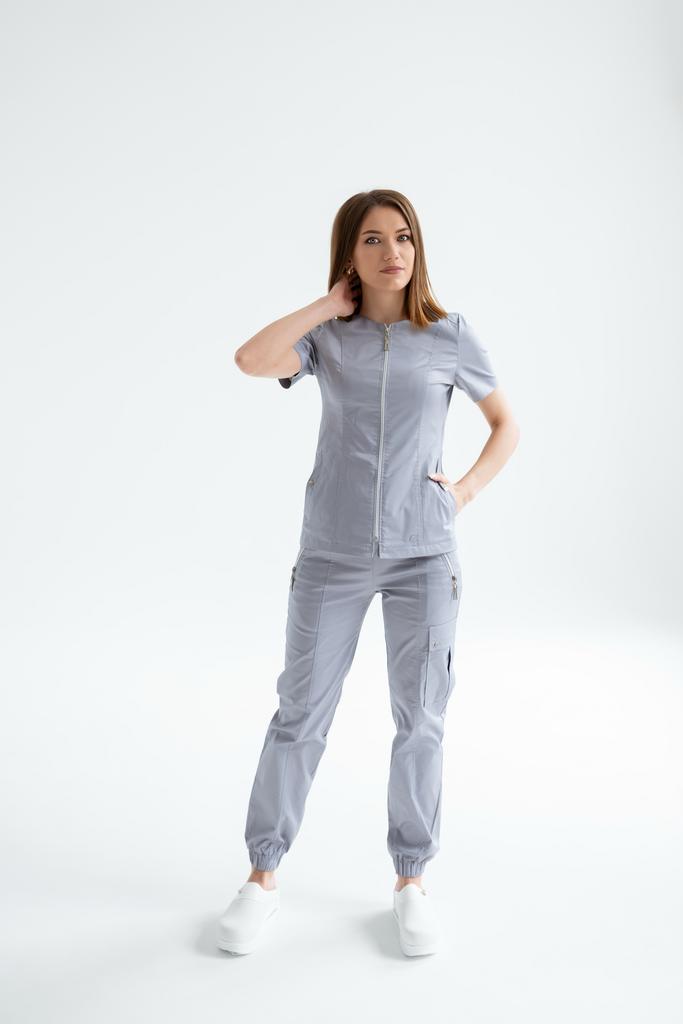 Костюм медицинский женский "Милана", stretch серый