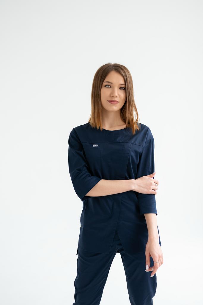 Костюм медицинский женский "Венди", stretch т. синий