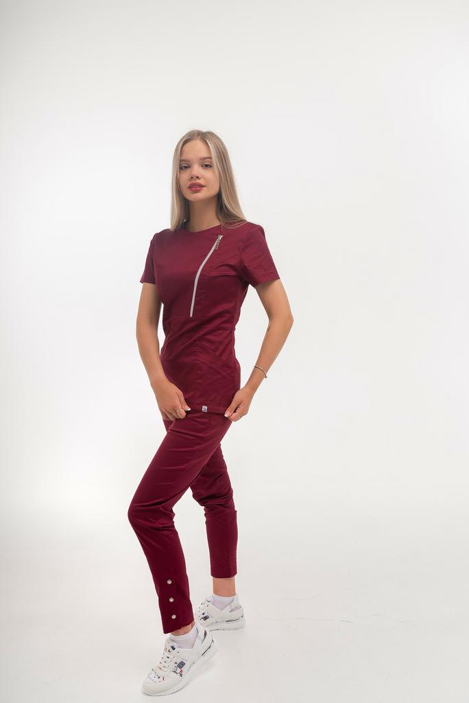 Костюм медицинский женский "Джекки", stretch бордо