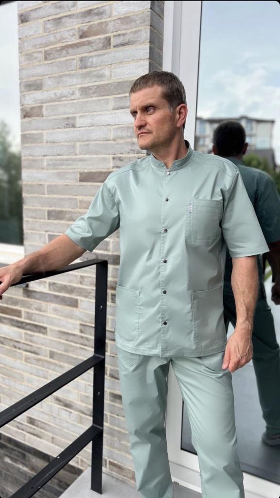 Костюм медицинский  мужской "2 кармана", стрейч, олива