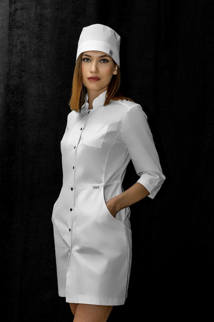 Халат медицинский женский "Рубина", рукав  3/4, кнопка никель