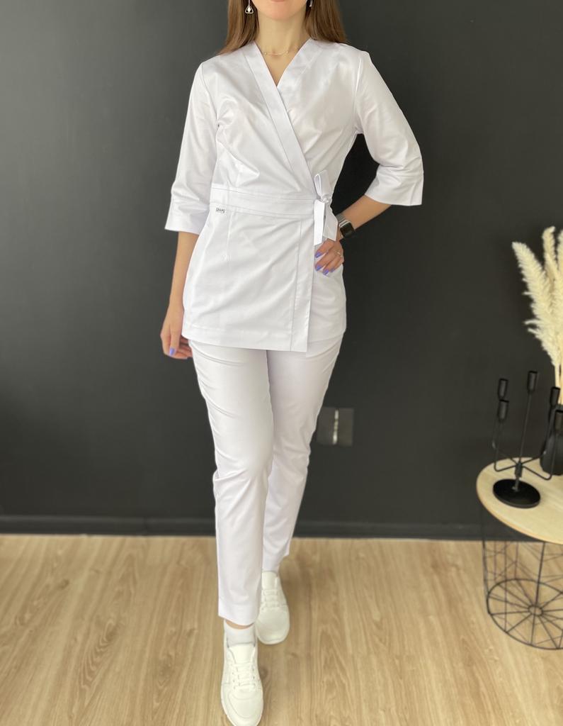 Костюм медицинский женский "Глория", stretch  белый
