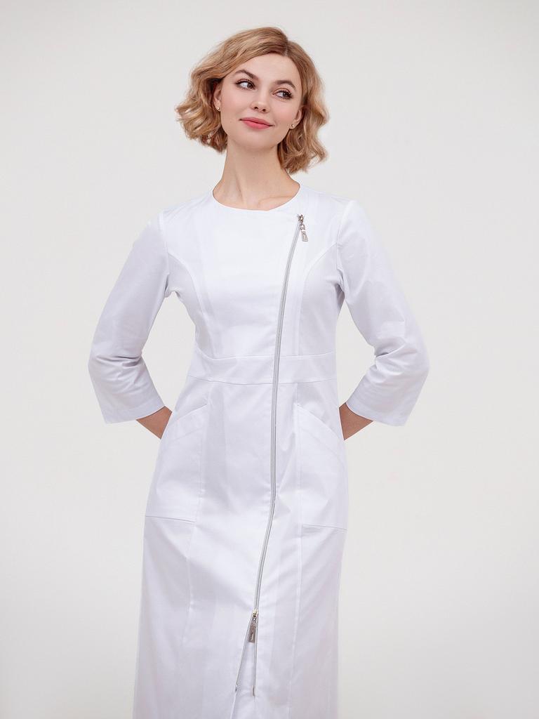 Халат медицинский женский "Джекки", cotton strech, белый