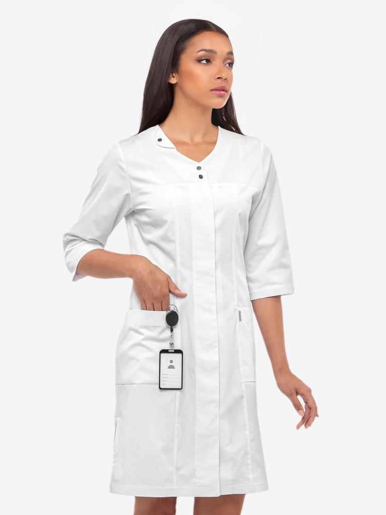 Халат медицинский женский "Колибри", стрейч, белый