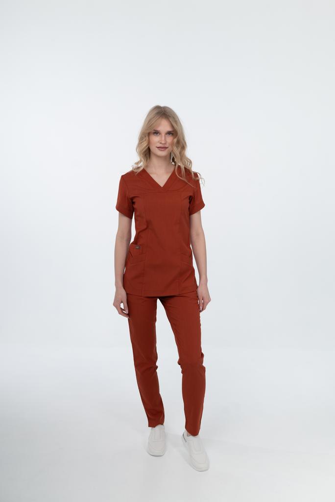 Костюм медицинский женский "Ластик New", вискоза, терракот