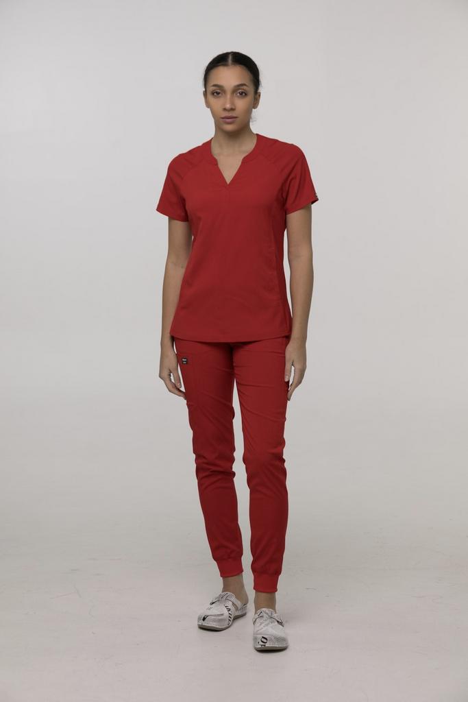 Костюм медицинский женский "Ника", вискоза, красный