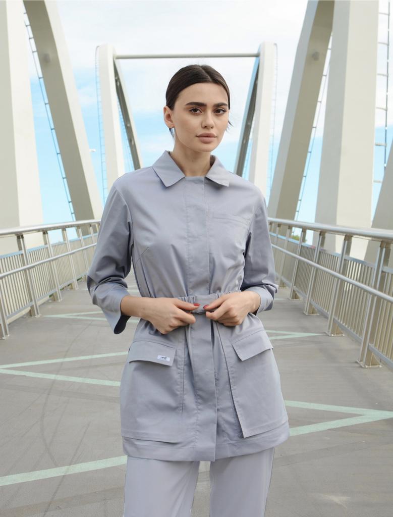 Костюм медицинский женский "Лоя", stretch св. серый