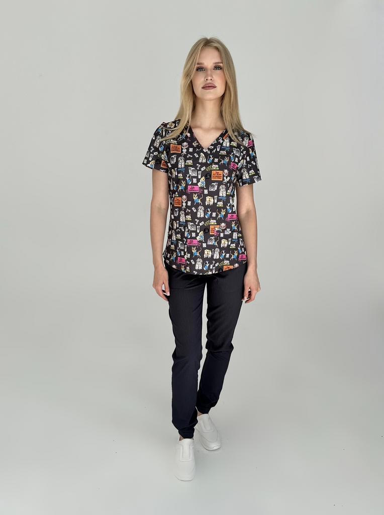 Куртка  "Берта", стрейч, принт Лапы помощи