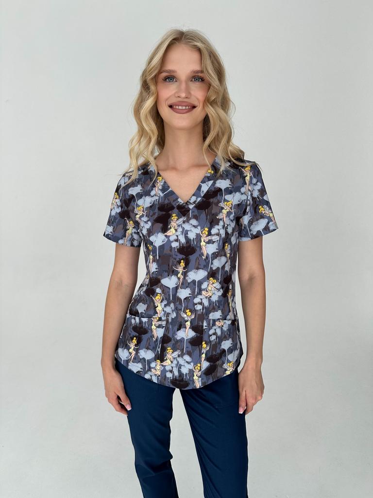 Куртка  "Берта", стрейч, принт Фея