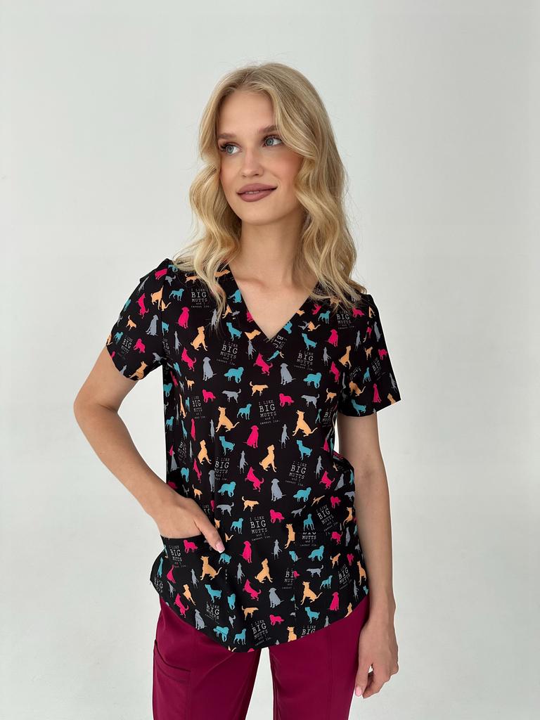 Куртка  "Берта", стрейч, принт Хвостики