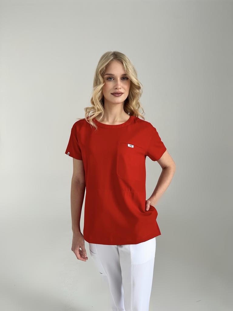 Куртка  "Харли", вискоза, красная