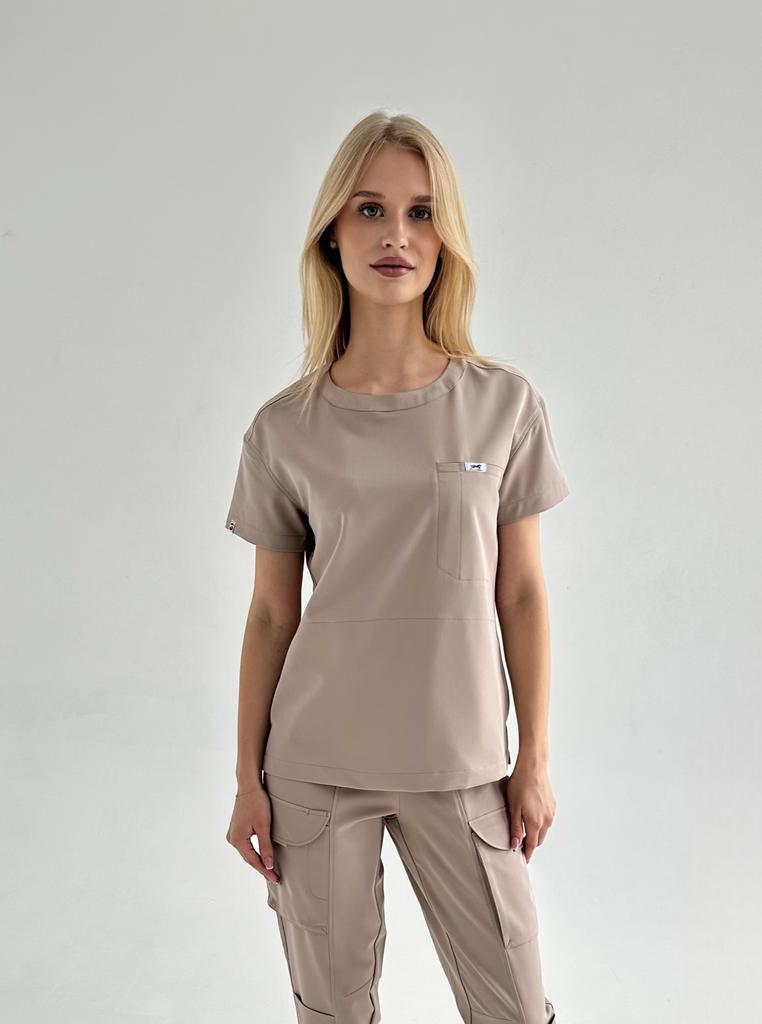 Костюм медицинский женский "Харли", вискоза, латте