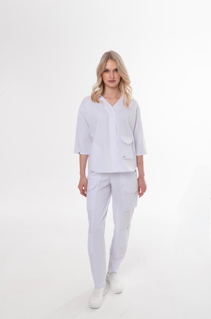 Костюм медицинский женский "Алекса", вискоза, белый