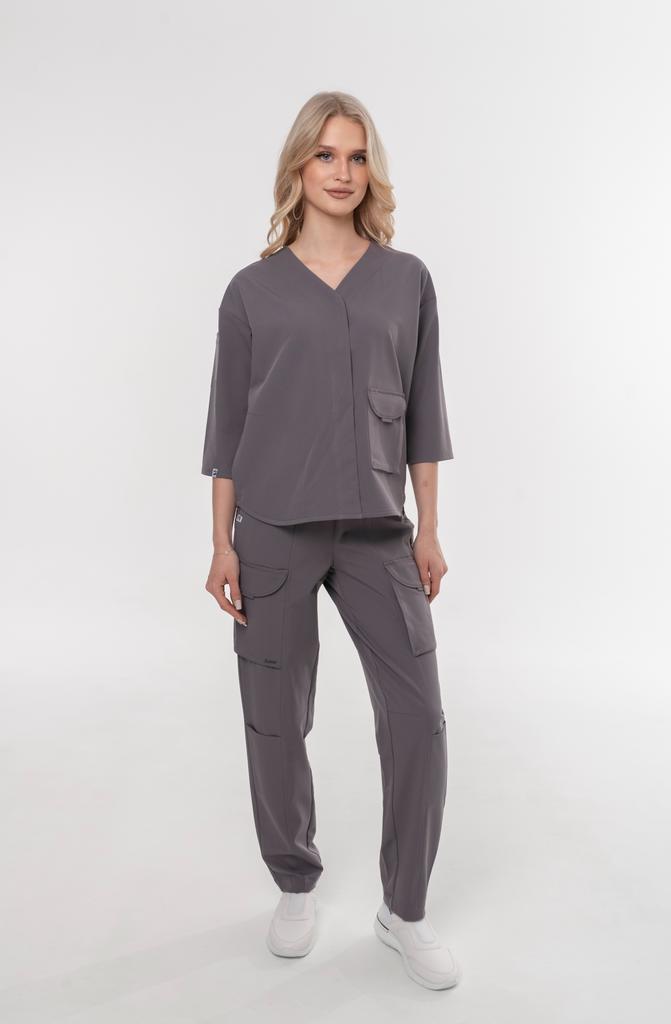 Костюм медицинский женский "Алекса", вискоза, титановый