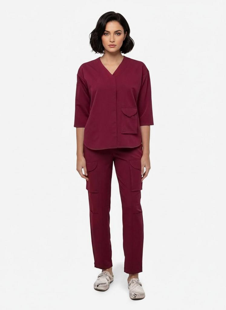 Костюм медицинский женский "Алекса", вискоза, рубиновый